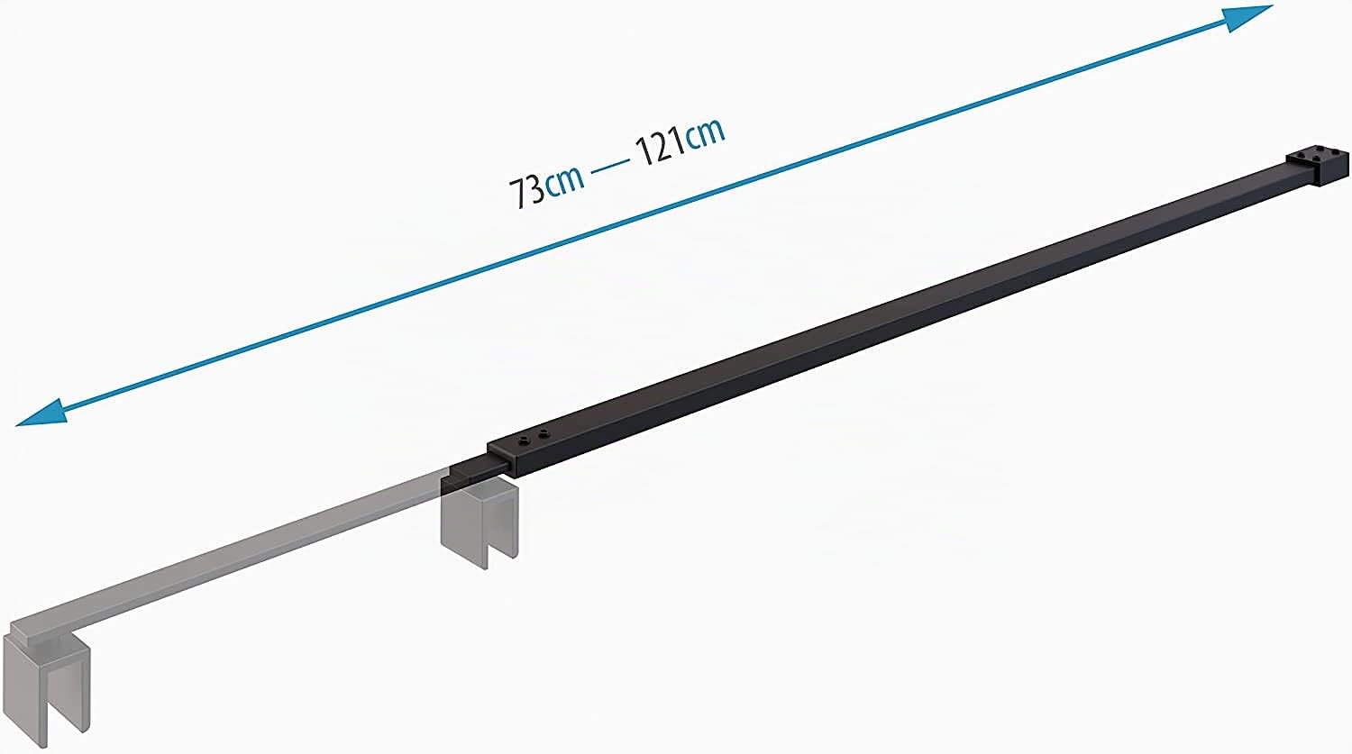 Barra estabilizadora/barandilla para paredes de ducha de vidrio y estabilizador de walk in es extensible 73 a 121 cm. Espesor de vidrio hasta 10mm - 23BM