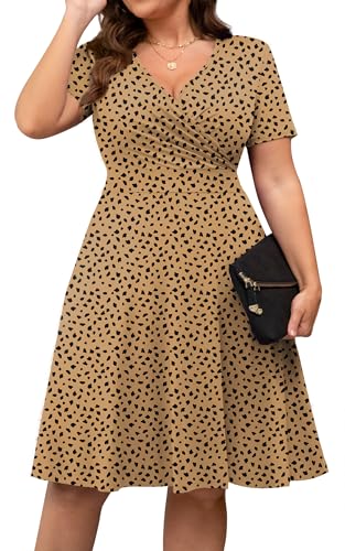 Image of POSESHE Womens Plus Size Dresses Sleeveless Wrap V-Neck Sundress Casual Summer Wedding Guest Cocktail Dress with Pockets