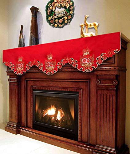 Grelucgo Foulard de cheminée de Noël - Décoration d'hiver - 170 x 43 cm Cover