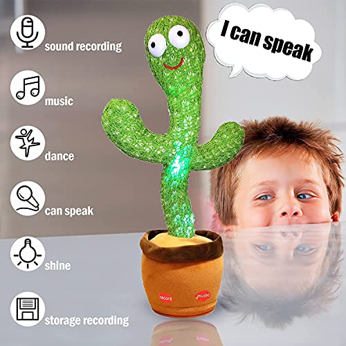 Image of UCRAVO Cactus Toy with Dancing, Lighting,Singing, Recording and Repeat Your Words, Lights Cactus Toy for Kids (Dance Cactus Toy Multi)