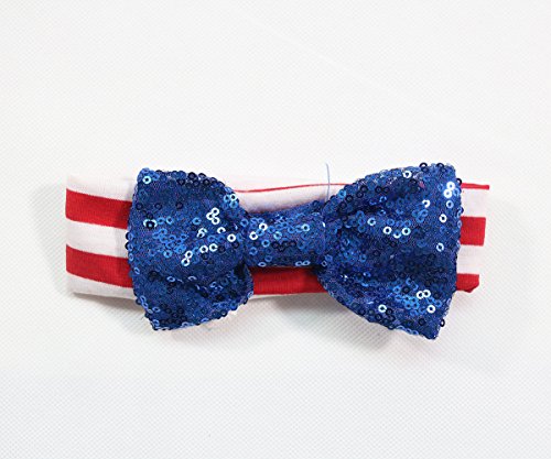 Uniqueone 3Pcs Baby Girls Merica Flag Stars Print Romper Bodysuit+Sequins Shorts+Headbands Sets #TOP4