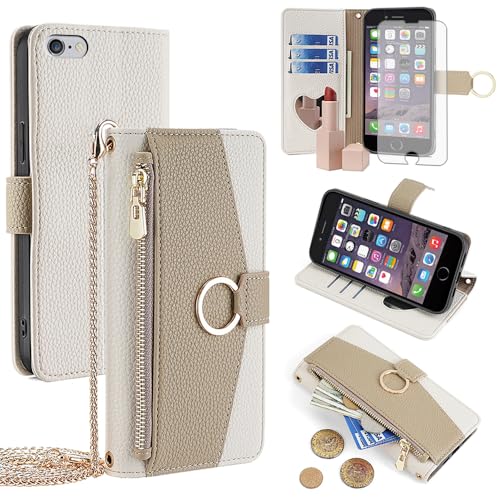 Étui portefeuille iPhone 6S clapet miroir et protection écran intégrée