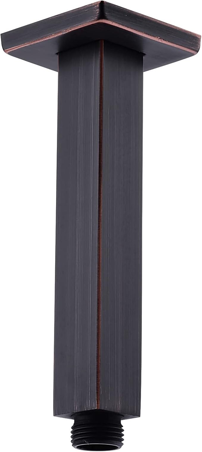 6 Inch Square Ceiling Mount Shower Arm with Flange, Stainless Steel