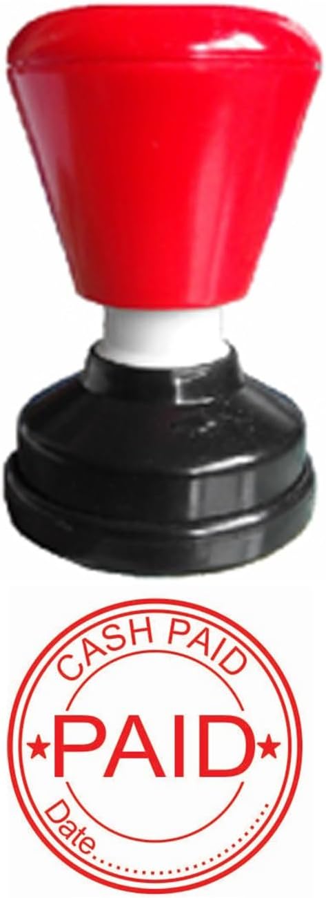 Cash Paid with Date 30mm Round red Color self Ink pre Ink Rubber Stamp