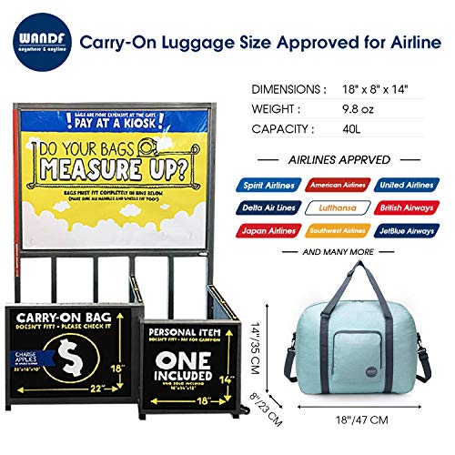 Wandf Foldable Travel Duffel Bag Luggage Sports Gym Water Resistant Nylon (C-Mint Green Denim)