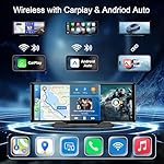 Portable Carplay Screen 10.26'' HD IPS Apple Carplay & Android Auto Screen for Car, Wireless Car Play Stereo with 4K Dash Cam/1080P Rear Camera, Car Audio Receivers,GPS Navigation,Mirror Link,FM,Siri