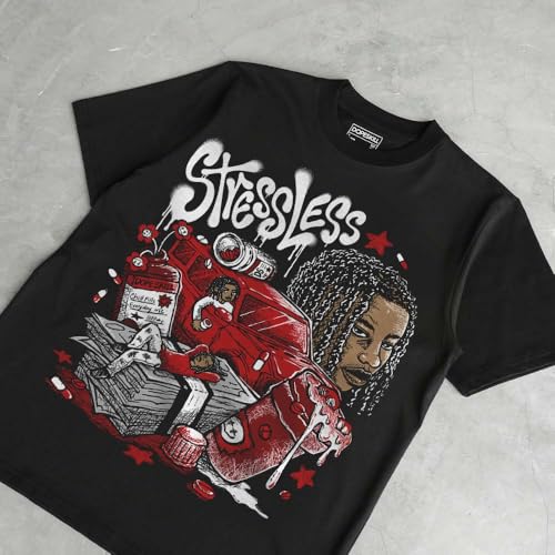 Image of DopeSkill Graphic Tee Flu Game 12s Hip Hop Streetwear Hypebeast Unisex Drippy T-Shirt Sneaker Colour Matching Shirts Stressless (Black - L)