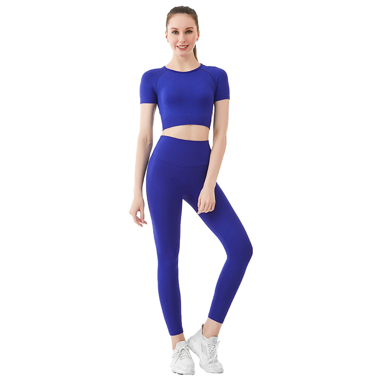 Chándal Mujer Conjunto Deportivo Jamron Mujer - Top Corto Y Leggings De Yoga Cintura Alta, Tejido Transpirable Para Gimnasio Ideal Gimnasio Pilates Running
