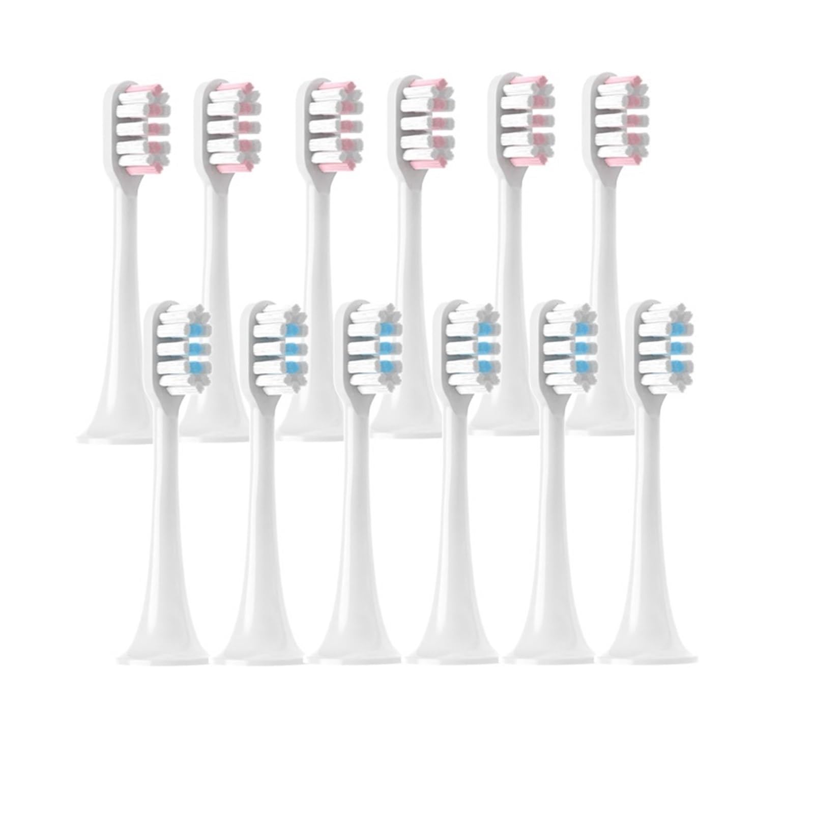 tianwandong 12 sztuk wymiennych końcówek szczoteczki do T300/T500/T700 Sonic Electric Tooth Soft Bristle Caps Vacuum Pack Nozzles(6Pink6WhiteBlue)