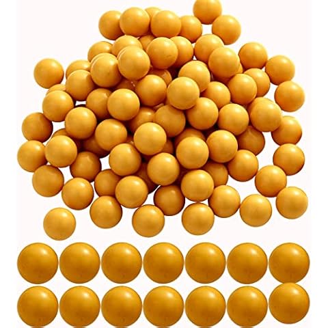 Lambid 100 X 68 Cal Paintball Ammo Hard Nylon Projectiles Less-Lethal 68 Caliber Self Defense Balls Solid Practice Paintballs (Gold) Cover