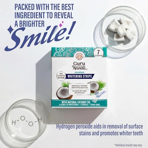 Image of GuruNanda Teeth Whitening Strips Kit - 7-Day Treatment with Non-Slip, Dry Strip Technology - Whitening Designed with Care for a Brighter Smile