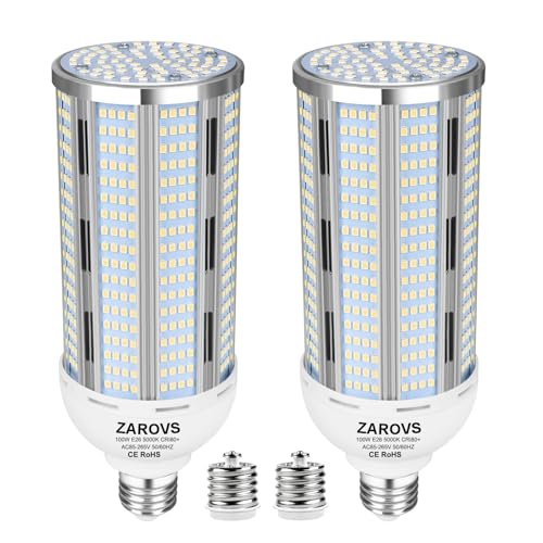 Image of 2Pack 100W LED Corn Bulb, 12500LM Super Bright 5000K Daylight White, E26 /E39 Large Mogul Base, 400W Metal Halide MH HID HPS Replacement, LED Corn Lamp for Garage Warehouse Workshop Barn Factory