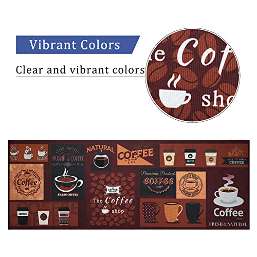 Coffee Rugs For Kitchen - Kitchen Mat Set Of 2, Red Kitchen Rugs Farmhouse Style, Coffee Kitchen Mat, Cafe Coffee Kitchen Decor And Accessories, Cafe Kitchen Floor Mat Runner Rug, 17X30 And 17X47 Inch #TOP6
