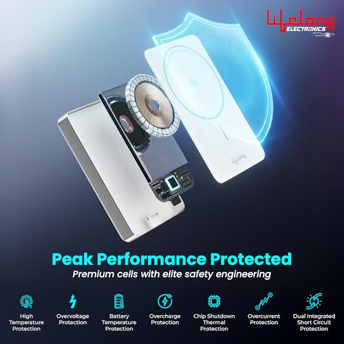 Image of Lifelong Electronics Qi2.2 MagSafe 25W 10000mAh Power Bank | India's Fastest Wireless Powerbank (iPhone 16 /17 /Pro /Max /S26Ultra) + 45W Wired Charging (All Type-C Phones & Laptops) | 100W Cable Included