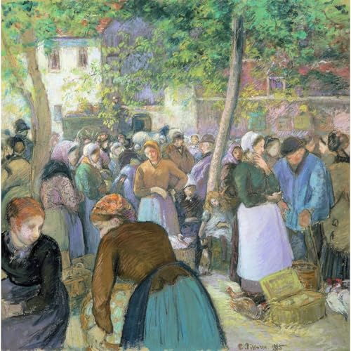 Toile Pissarro Marché de volaille pour sublimer votre grand salon mûral