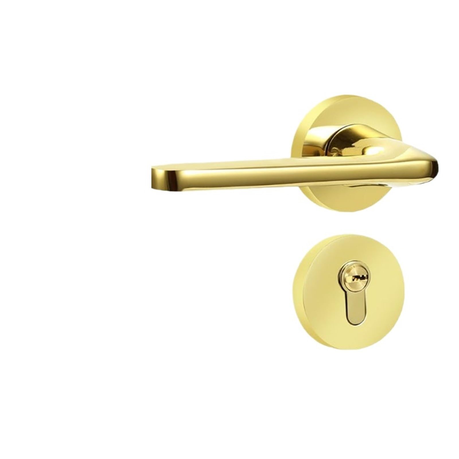 ZONSHJDKR Aluminum Alloy Bathroom Door Lock Indoor Silent Furniture Hardware Handle(58 Magnetic Full Copper)