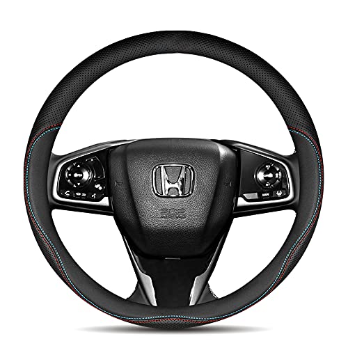 ホンダ ステアリングカバー ハンドルカバー N-BOX CR-V アスコート インサイト アヴァンシア シビックタイプR アコード  インテグラ エアウェイブ クロス シティ ジャズ H-RV CR-X ライフ  本革 内装品 高級 牛革 専車ロゴ ヘッドレイヤー牛革  メッシュデザイン