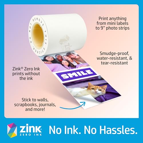 Image of HP Sprocket Panorama Instant Portable Color Label & Photo Printer (Pink) Starter Bundle with case Zink roll
