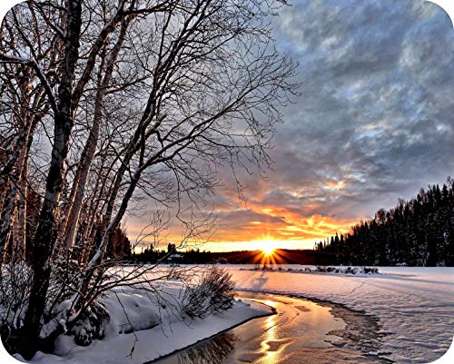 Large Glass Worktop Saver- Kitchen Worktop Protector with Winter Sunset Design - Smooth Glass Chopping Cutting Board for Food Preparation, Rolling Pastry - by Pearl Glass (50 x 40cm Large)