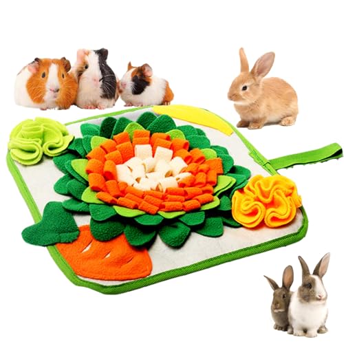 YcsRnn Ferret Toys, Snuffle Mat for Rabbits Guinea Pig, Interactive Feeding Toys for Small Animals, Boredom Breaker Rabbit Enrichment Toy, 30 * 30cm Felt and Polar Fleece