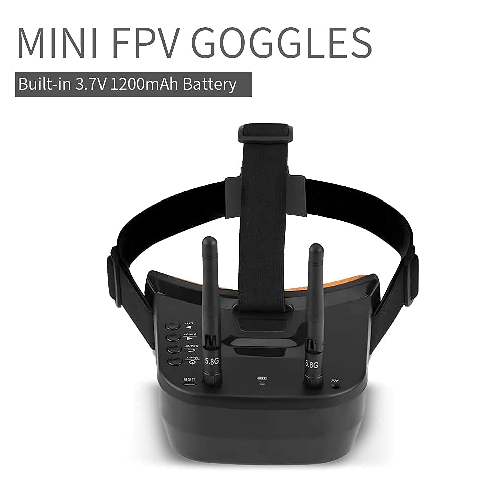 Gogle FPV 5,8 GHz 3-calowy 40-kanałowy zestaw słuchawkowy wideo FPV Okulary 480 * 320 Ekran LCD z podwójną anteną RP SMA i wbudowaną baterią 1200 mAh do quadcopterów dronów wyścigowych FPV