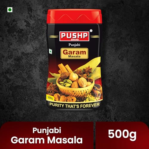Image of Pushp Brand Punjabi Garam Masala Powder 500g Jar | Mixed Spice Blend Masala | Traditional Punjabi spice blend | Indian Mixed Spice Powder | Garam Masala Powder for Sabzi, Pulao & Biryani