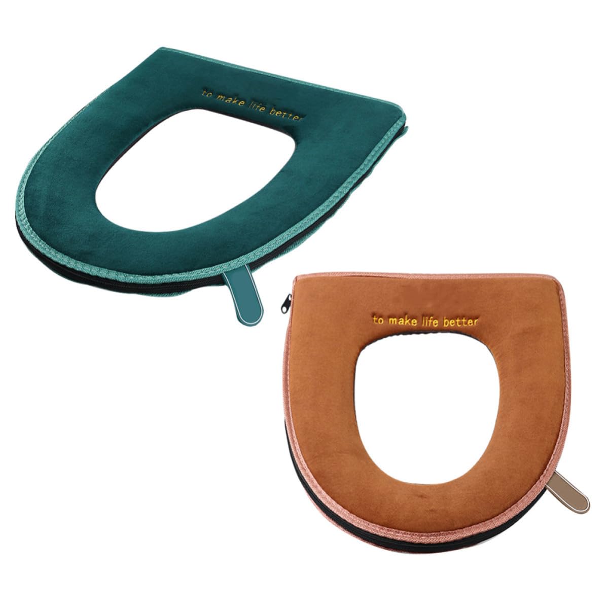 Fundas para asiento de inodoro térmicas de franela verde contra el frío del baño