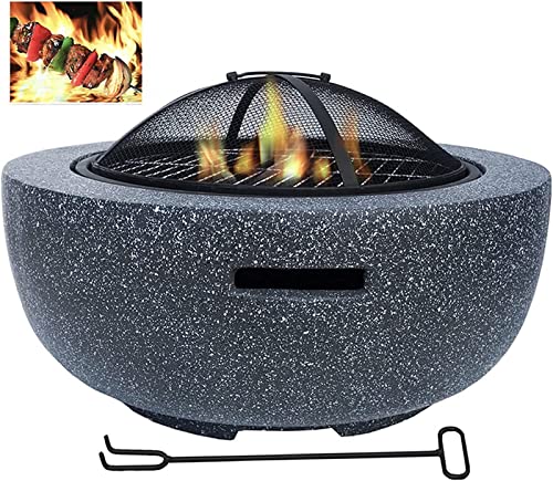 ZJFHEYUO Brasero de jardín de leña para Fiestas al Aire Libre, Barbacoa, Parrilla, Cuenco, braseros de Mesa, brasero de Mesa para Fiestas al Aire Libre con Rejilla para Acampar, h