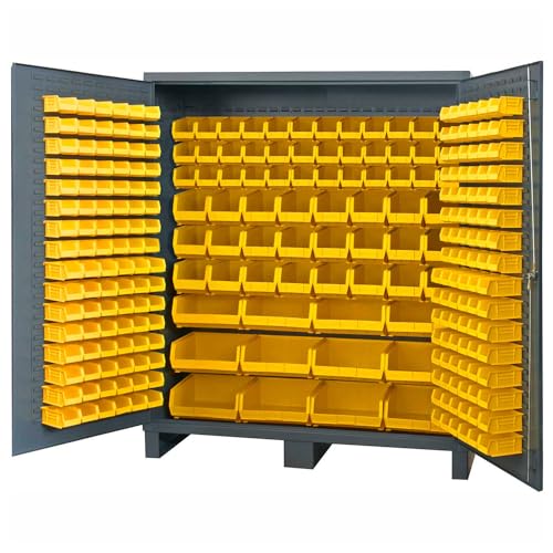 Durham 14 Gauge Steel Cabinet with 264 Hook-On Bins and Flush Door, SSC-722484-BDLP-264-95, 24