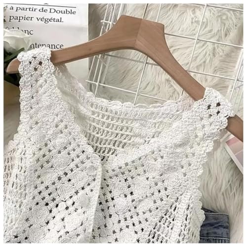Image of NAIADES Women's Handmade Crochet Crop Top, Sleeveless Top for Women,Comfortable Fit