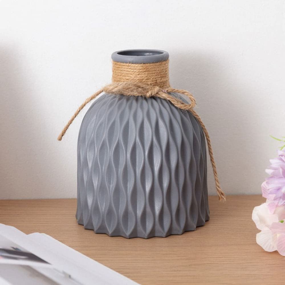 Plastikowy wazon nietłukący anty-ceramiczny minimalistyczny kompozycja kwiatowa Ornament nieprzerwany ślubny wystrój domu, szary d