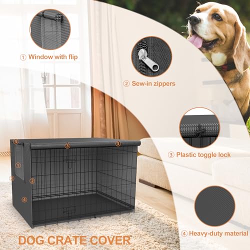 TONINT Dog kennel cover,Dog Cage Covers,Crate covers for dog cages,dog crate cover, cover,dog cage cover for winter outside,Warmer & Waterproof crate cover,Dog enclosure covers,for 24 30 36 42 inch - Thumbnail 4