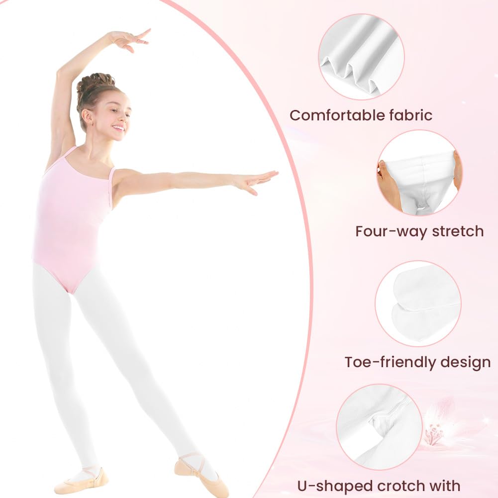 Medias de Ballet para Niña 90D Blancas sin Costura Danza Clase Espectáculos