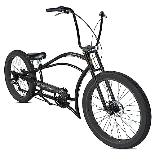 Bicicleta Cruiser Boston GT7 de 26 pulgadas, 7 velocidades, con frenos de disco y marco de acero de alta resistencia, para adultos, colores negro, gris, verde y negro mate