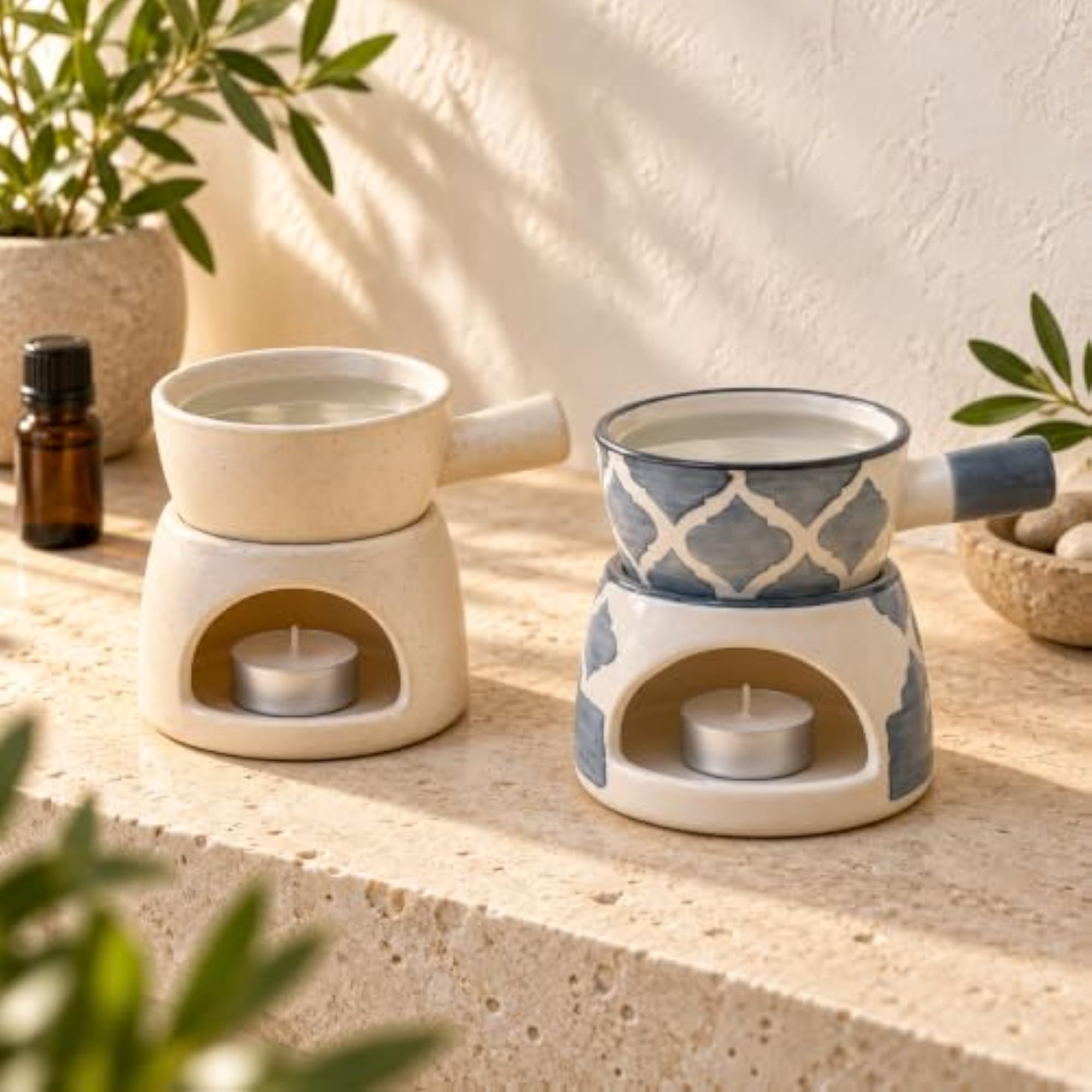Ceramic Aroma Diffuser and Oil Burner Pack of 2, Aromatherapy Gift