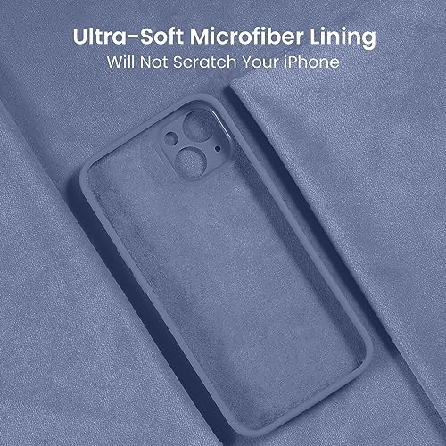 Image of FireNova Designed for iPhone 15 Case, Silicone Upgraded [Camera Protection] Phone Case, Soft Anti-Scratch Microfiber Lining Inside, 6.1 inch, Lavender Gray