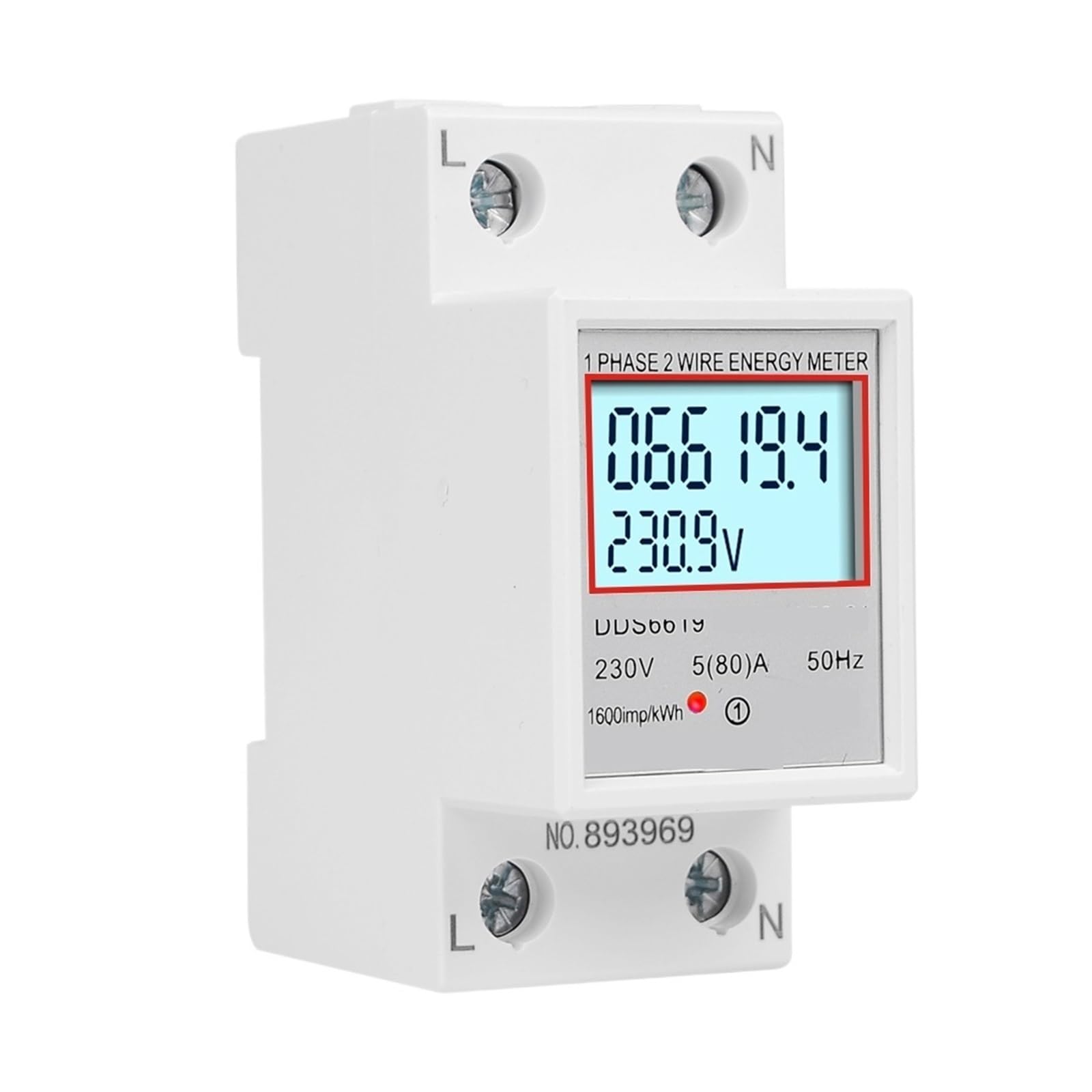 Wattmètre à Affichage numérique LCD, Charge 80A, 1 Phase, 2 Fils, consommation d'énergie, Compteur d'électricité, AC 230V, 50Hz, Usage Domestique(DDS6619-003)