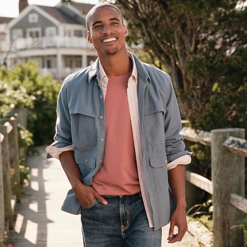 Lands' End Men's Long Sleeve Textured Twill Utility Shirt4