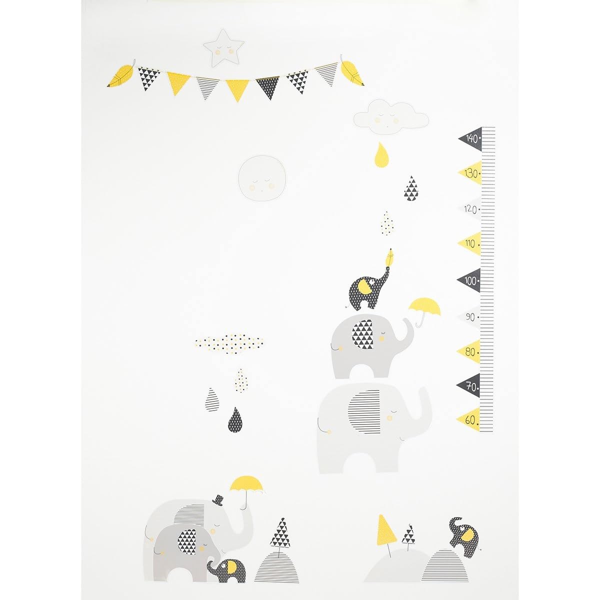 Sauthon Stickers muraux Eléphant en Papier Gris
