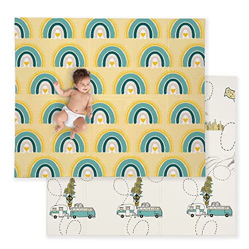 Image of JumpOff Jo Baby Play Mat - Large Folding Foam Play Mat for Infants, Babies, Toddlers, Waterproof, Double-Sided (70" x 59") - Road Trip