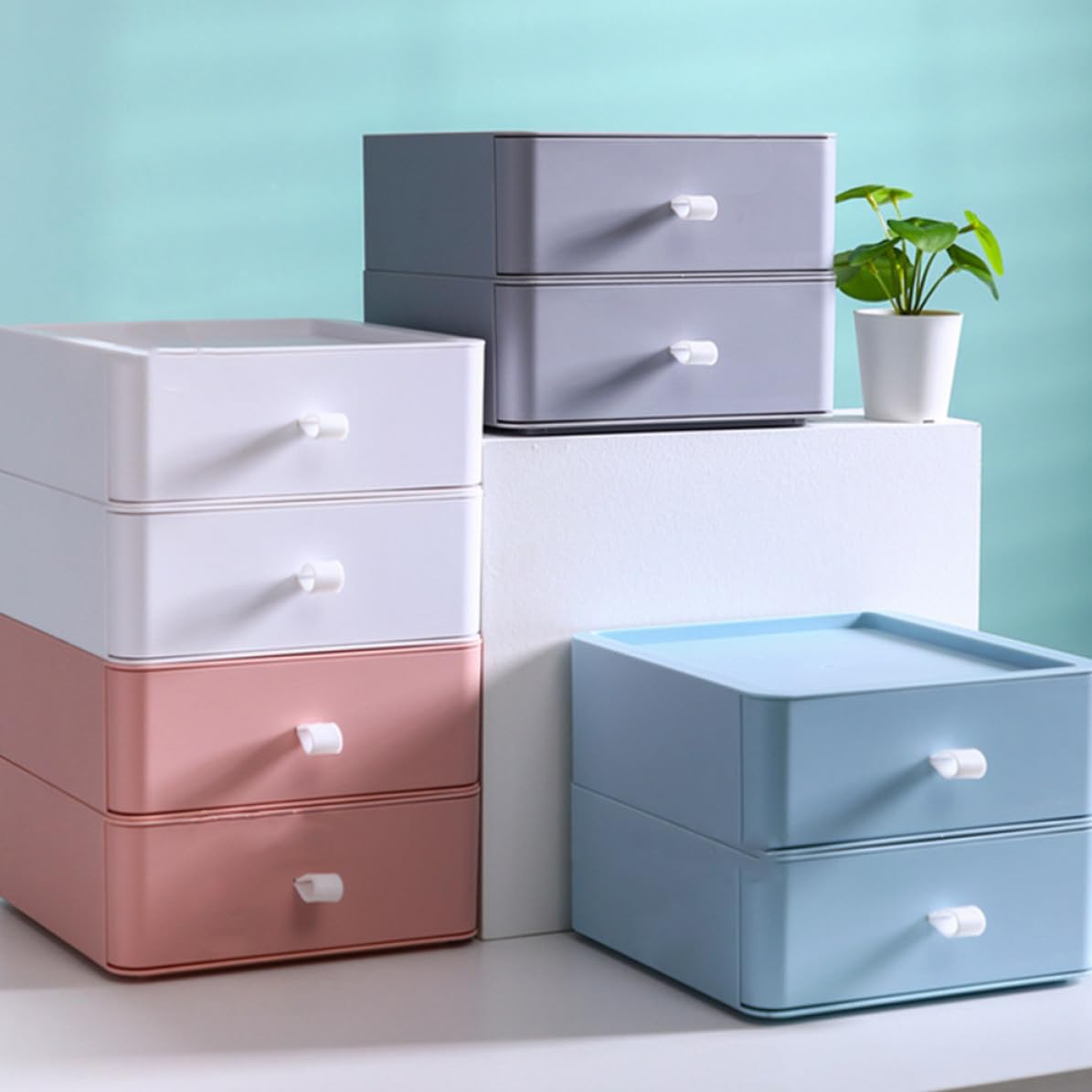 Veemoon Schreibtischschubladenbox und Modernem Design Großer Kapazität aus Kunststoff mit Drei Schichten für Effiziente Büroorganisation Am Arbeitsplatz