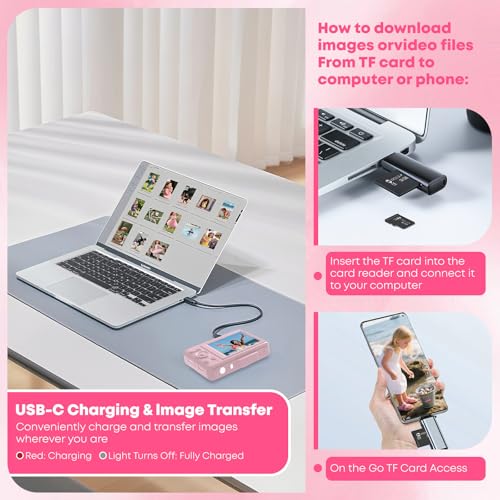 Image of Digital Camera, Autofocus 4K Point and Shoot Digital Cameras with 16X Zoom Anti Shake, 48 MP Cameras for Photography with 32GB Card, Compact Portable Small Camera for Kids Girls Boys Beginners, Pink