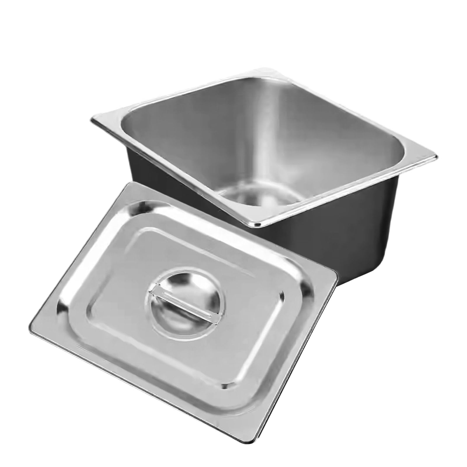 Robuster Lebensmittelbehälter für halbe Portionen aus Edelstahl, spülmaschinenfest, rostfrei, Aufbewahrungspfanne für gewerbliche Küchen mit Deckel, Aufbewahrungsbehälter für gewerbliche Lebensmittel
