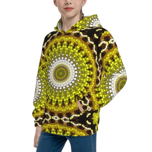 Yellow Mandala Kid Hoodies Boys Sweatshirts Girls Pullover with Pocket2