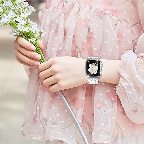 Supoix Compatibile Con Cinturino Apple Watch Da 45 Mm + Custodia, Cinturino In Metallo Di Ricambio Per Gioielli Da Donna E Custodia Protettiva In Tpu Morbida Per Iwatch Serie 7/8 (Argento) - 6