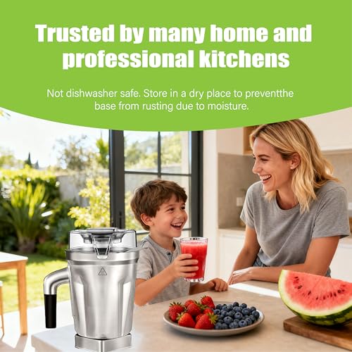 64-Ounce Stainless Steel Blending Container Replacement with SELF-DETECT, for vitamix blender pitcher Compatible with Full-Size Vitamix 5200 5000 6300 Vm0103 Vm0197 E310 A2500 etc, BPA-Free lid