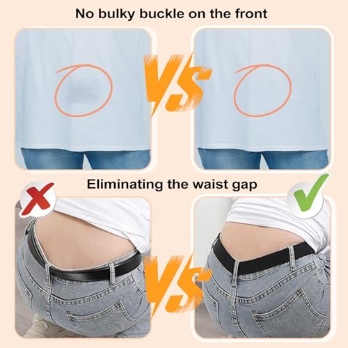 Invisible Stretch Belt, No Show Elastic Belt Adjustable Waist Web Strap Black Waist Belt with Flat Buckle for Women Jeans Pants Dresses3