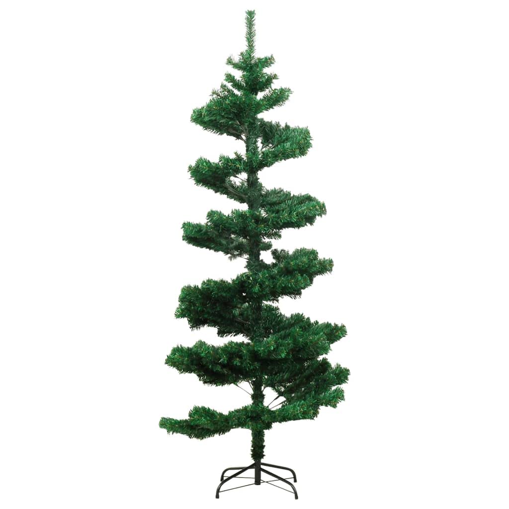Spiralna choinka z oświetleniem, 150 cm, zielona, sztuczna choinka z 120 diodami LED, 8 efektów świetlnych, stabilna podstawa, zasilana przez USB