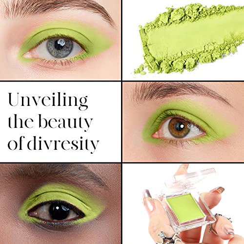 Bepholan Single Matte Bright Lime Green Eyeshadow Palette, High Pigment Longwear Intense Color Eye Makeup Eyeliner,Lime Pop #TOP1