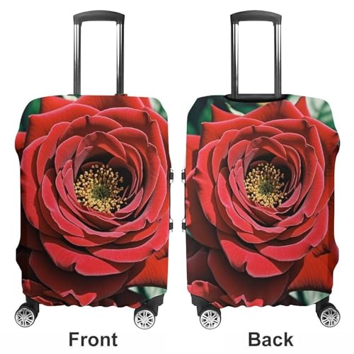 Red Rose Photo Printed Luggage Cover Protector, Fits 18-32 Inch Luggage3
